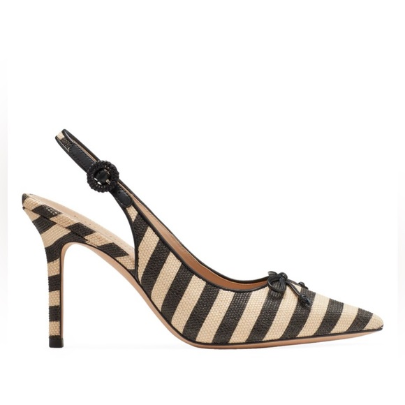 Kate Spade Veronica High heels Raffia (Black/Beach Sand) Women's stilettos 10B - Picture 2 of 6